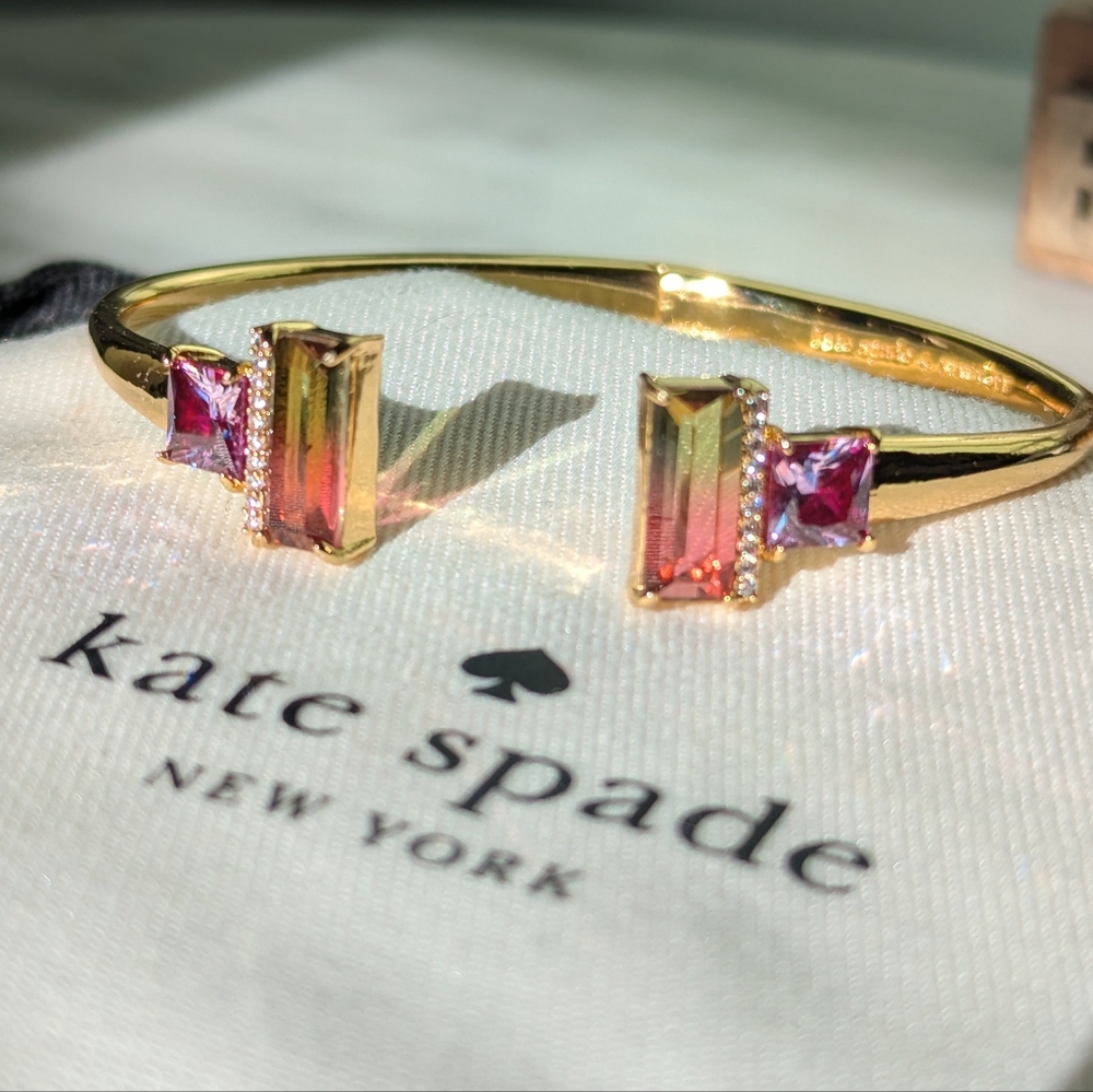 NWT kate spade Geo Gems Hinged Bracelet Multicolor Stones -stunning!